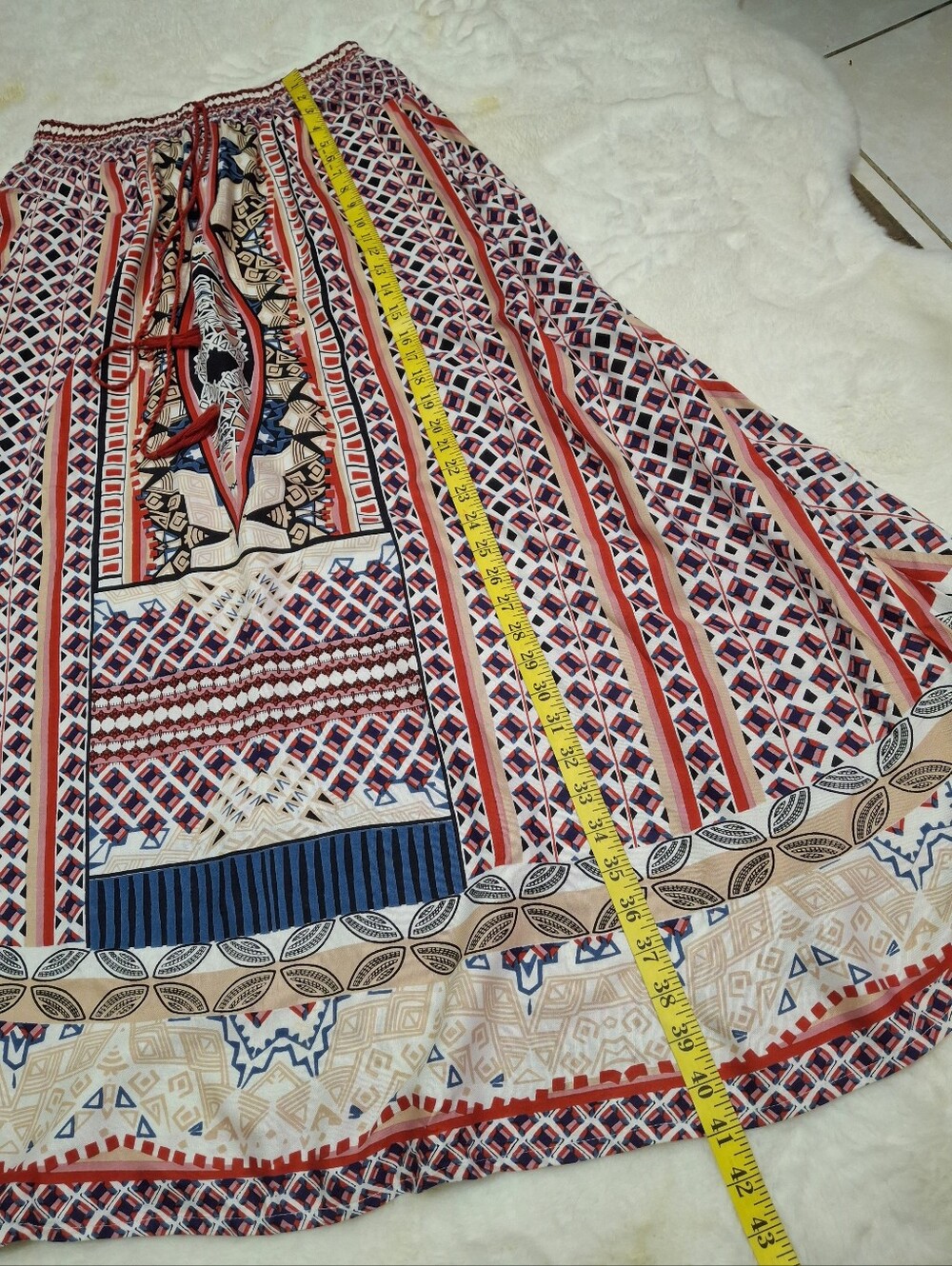 Mix Nouveau Boho Southwestern Tribal Print A-line Maxi Skirt Women Size Large - Picture 15 of 16